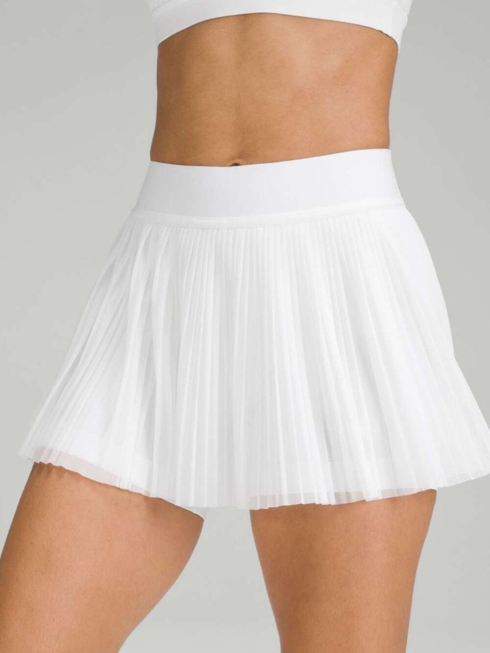 Lululemon Mesh Pleats Mid Rise Mini Tennis Skirt 10 White Micro Pleat Skirt